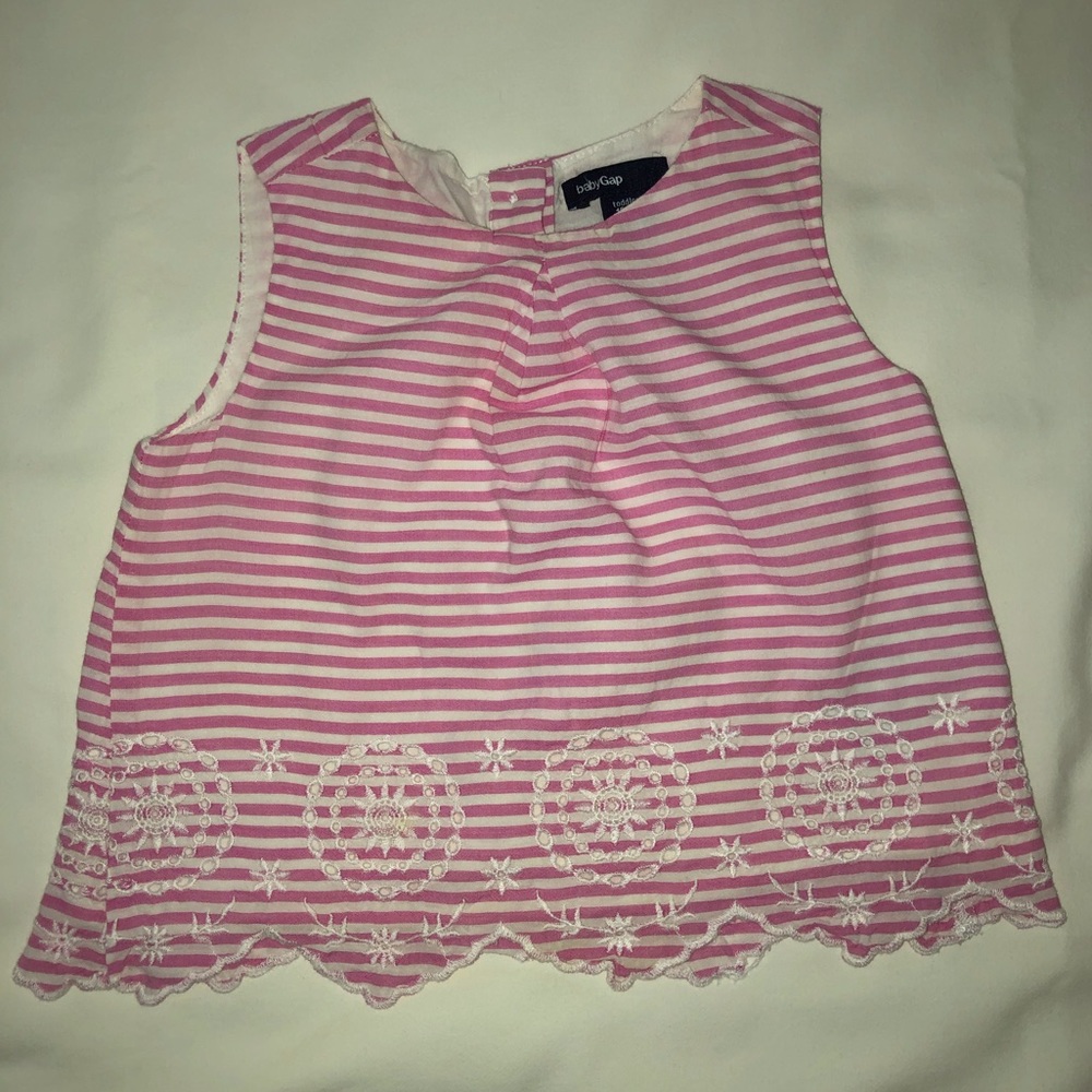 Baby Gap Sleeveless Pink/White Stripes Top…